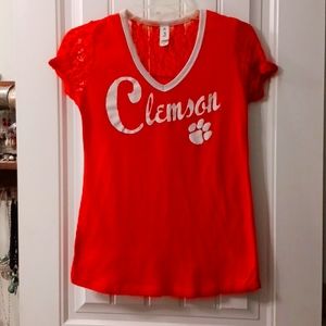 🧡🧡  MOVING SALE!!!               Clemson Tee Shirt with Lace Detail